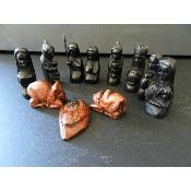 Crèche Nativité en bois ébène noir 11 personnages Jésus Marie Joseph