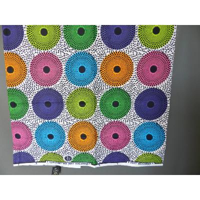 Tissu wax Africain disque géométrique coton imprimé 180 cm sur 110 cm 