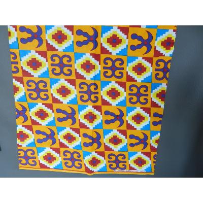 Tissu wax Kenté Africain Cauris en coton imprimé rouge orange bleu pagne Africain