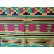 Tissu wax Kenté Africain en coton imprimé rouge orange bleu pagne Africain