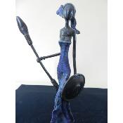 Sculpture bronze du Burkina Massaï oxydée patine noire or