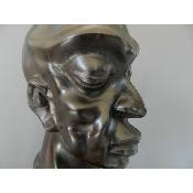 Sculpture Virile Tête réaliste masculine africaine contemporain, 33 cm 12.99"