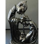 Sculpture Sainte Famille abstraite en bois noir d'ébène 19 cm 7.48"