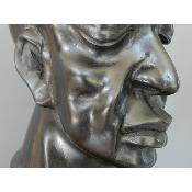 Sculpture Virile Tête réaliste masculine africaine contemporain, 33 cm 12.99"