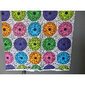 Tissu wax Africain disque géométrique coton imprimé 180 cm sur 110 cm 