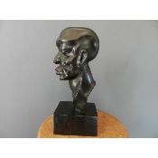 Sculpture Virile Tête réaliste masculine africaine contemporain, 33 cm 12.99"