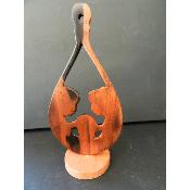 Crèche Statue de Sainte Famille Nativité en bois ébène marron case arrondie 28 cm 11.02")