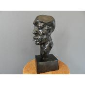 Sculpture Virile Nègre Tête réaliste masculine africaine contemporain, 33 cm 12.99"