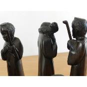 Crèche Nativité XL de luxe Bois ébène dense Noir 16 cm vieille patine 12 pièces vintage