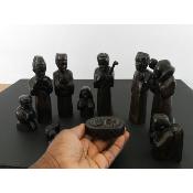 Crèche Nativité XL de luxe Bois ébène dense Noir 16 cm vieille patine 12 pièces vintage