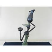 Sculpture bronze du Burkina Massaï oxydée patine noire or