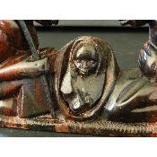 Sainte Famille crèche en bois ébène sous paillote case africaine 21 cm 8.27"
