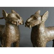 Sculpture en bronze couple léopards Edo Ifé Yoruba Année 1960