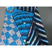 Tissu wax Africain fleur bleu géométrique coton imprimé 180 cm sur 110 cm 