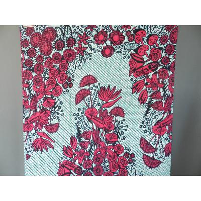 Tissu wax Africain fuchsia fleur rose coton imprimé 180 cm sur 110 cm 