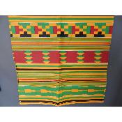 Tissu wax Kenté Africain en coton imprimé rouge orange bleu pagne Africain