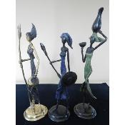 Sculpture bronze du Burkina Massaï oxydée patine noire or