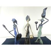 Sculpture bronze du Burkina Massaï oxydée patine noire or