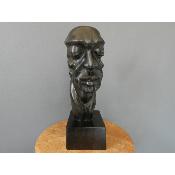 Sculpture Virile Nègre Tête réaliste masculine africaine contemporain, 33 cm 12.99"