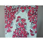 Tissu wax Africain fuchsia fleur rose coton imprimé 180 cm sur 110 cm 