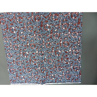 Tissu wax Africain bleu géométrique fleur coton imprimé 180 cm sur 110 cm 