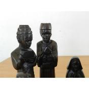 Crèche Nativité XL de luxe Bois ébène dense Noir 16 cm vieille patine 12 pièces vintage