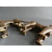 Sculpture en bronze couple léopards Edo Ifé Yoruba Année 1960