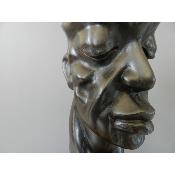 Sculpture Virile Nègre Tête réaliste masculine africaine contemporain, 33 cm 12.99"