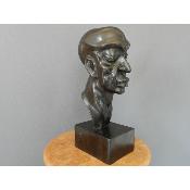 Sculpture Virile Tête réaliste masculine africaine contemporain, 33 cm 12.99"