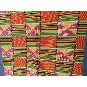 Tissu coupon wax Kenté Africain en coton imprimé orange bleu pagne Africain 180 cm sur 110 cm 