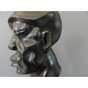 Sculpture Virile Nègre Tête réaliste masculine africaine contemporain, 33 cm 12.99"