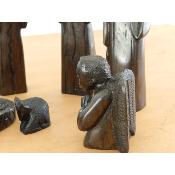 Crèche Nativité XL de luxe Bois ébène dense Noir 16 cm vieille patine 12 pièces vintage