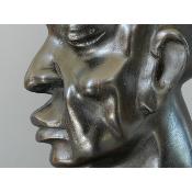 Sculpture Virile Tête réaliste masculine africaine contemporain, 33 cm 12.99"
