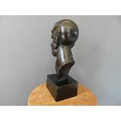 Sculpture Virile Tête réaliste masculine africaine contemporain, 33 cm 12.99"