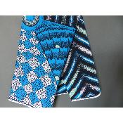 Tissu wax Africain fleur bleu géométrique coton imprimé 180 cm sur 110 cm 