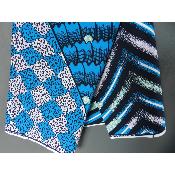 Tissu wax Africain fleur bleu géométrique coton imprimé 180 cm sur 110 cm 