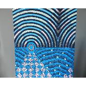Tissu wax Africain fleur bleu géométrique coton imprimé 180 cm sur 110 cm 
